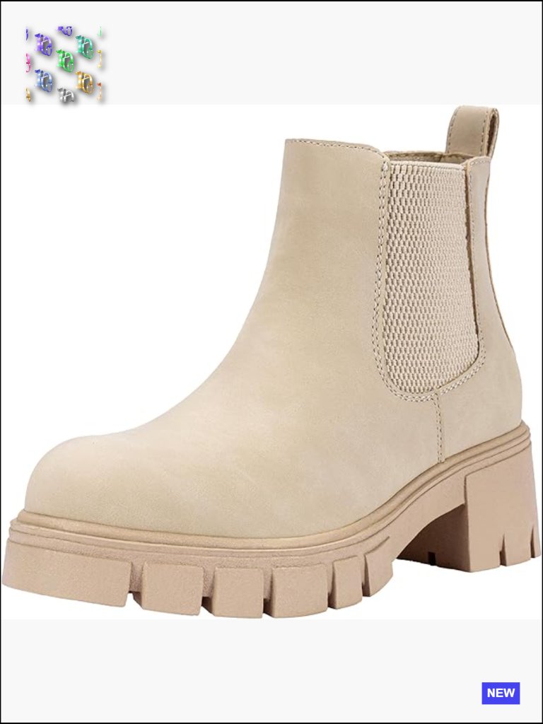 Chelsea Ankle Boots Platform Lug Sole Slip On Elastic Side Booties Womens